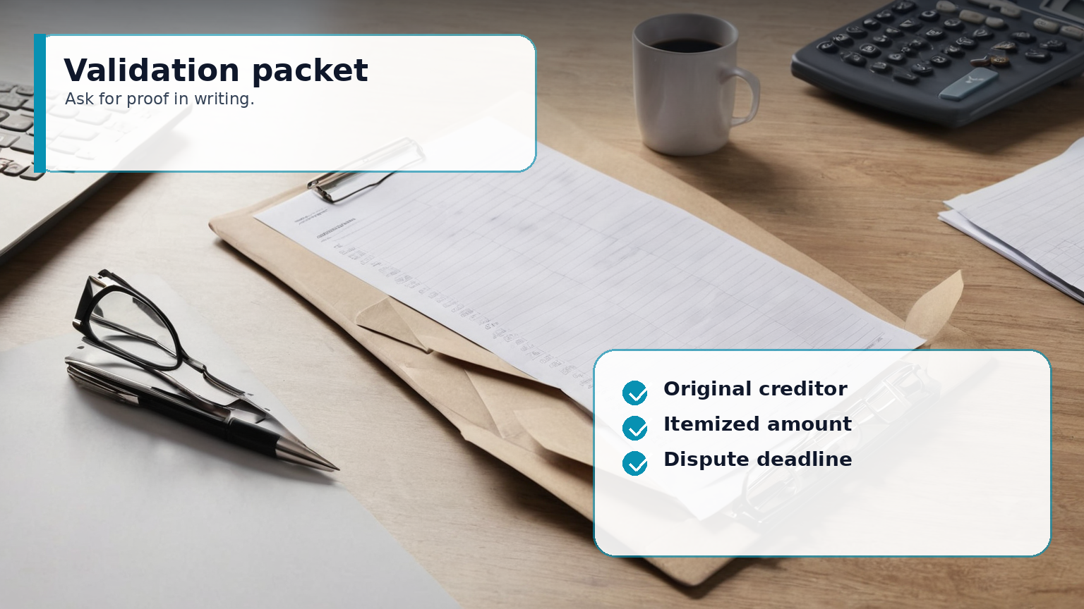 Debt validation packet and organized folder
