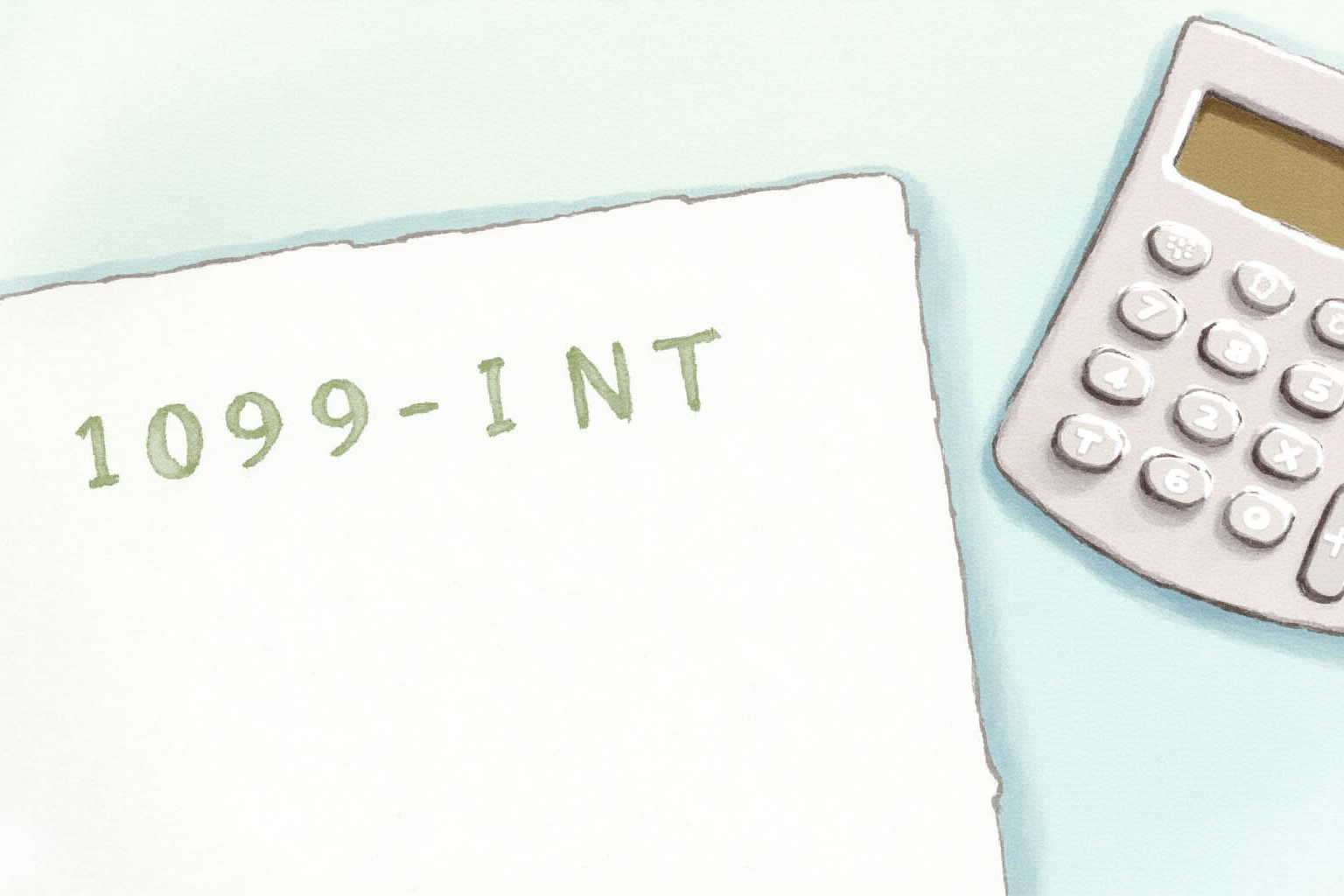 1099-INT tax form for bank bonus reporting alongside calculator