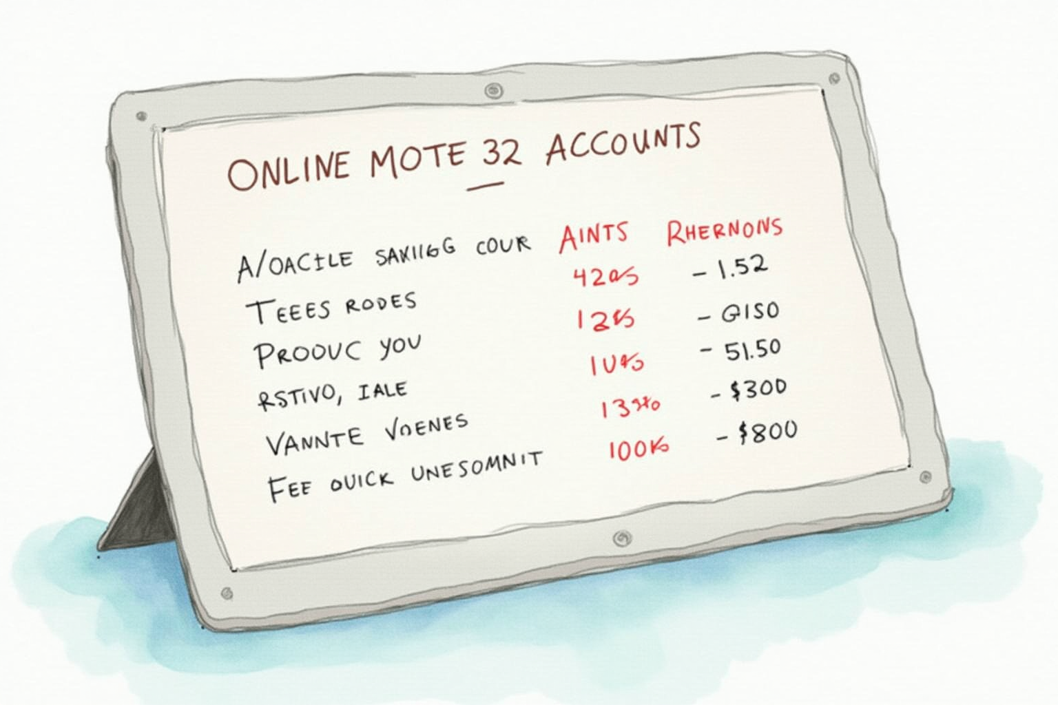 Multiple online savings accounts comparison on tablet with rate differences