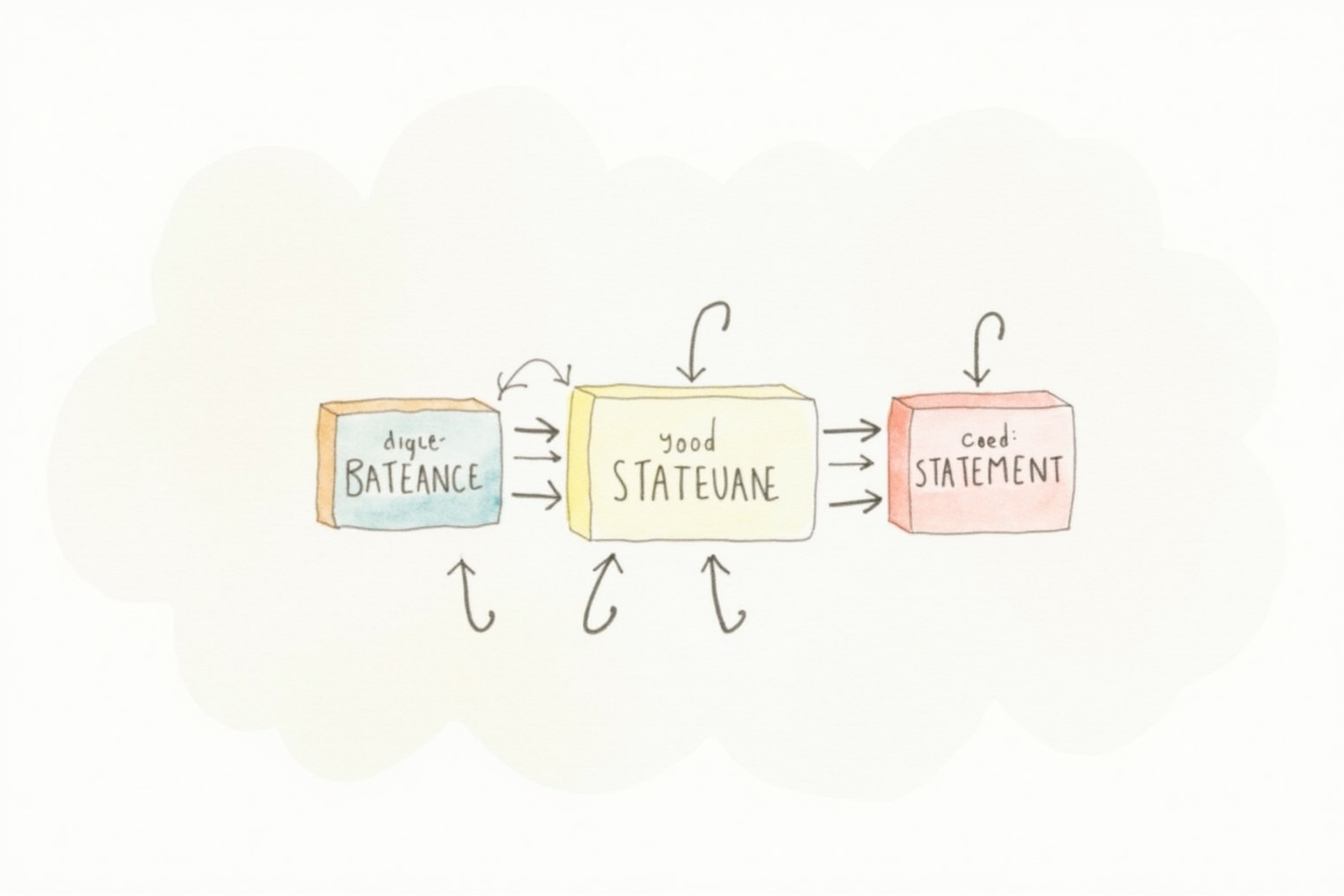 Multiple cards consolidated to single balance with arrows pointing to one statement