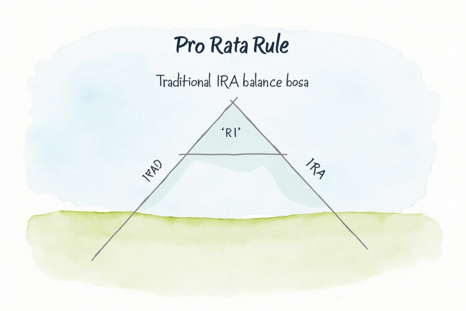Pro rata rule explanation diagram with traditional IRA balances shaded
