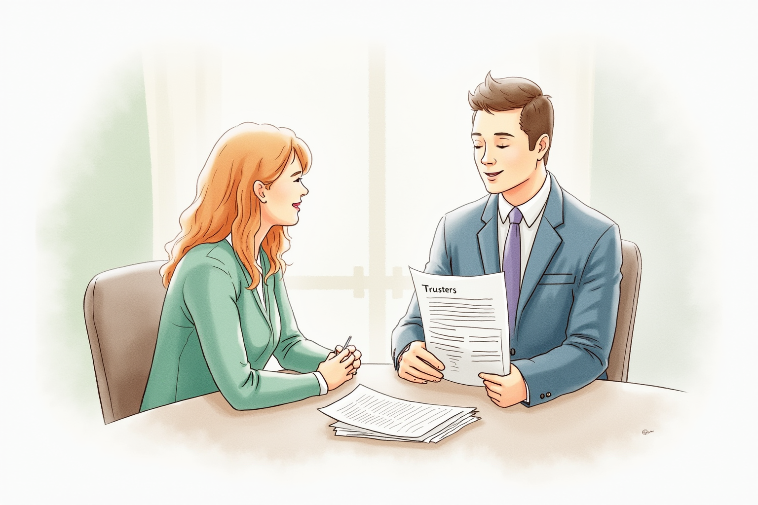 Charitable trust setup with attorney reviewing trust documents