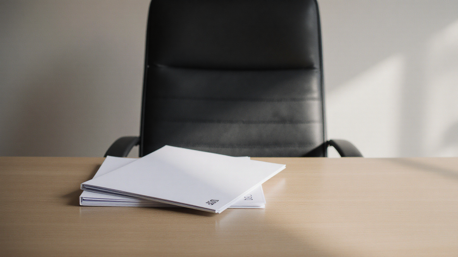 Professional consultation setting with closed blank folders