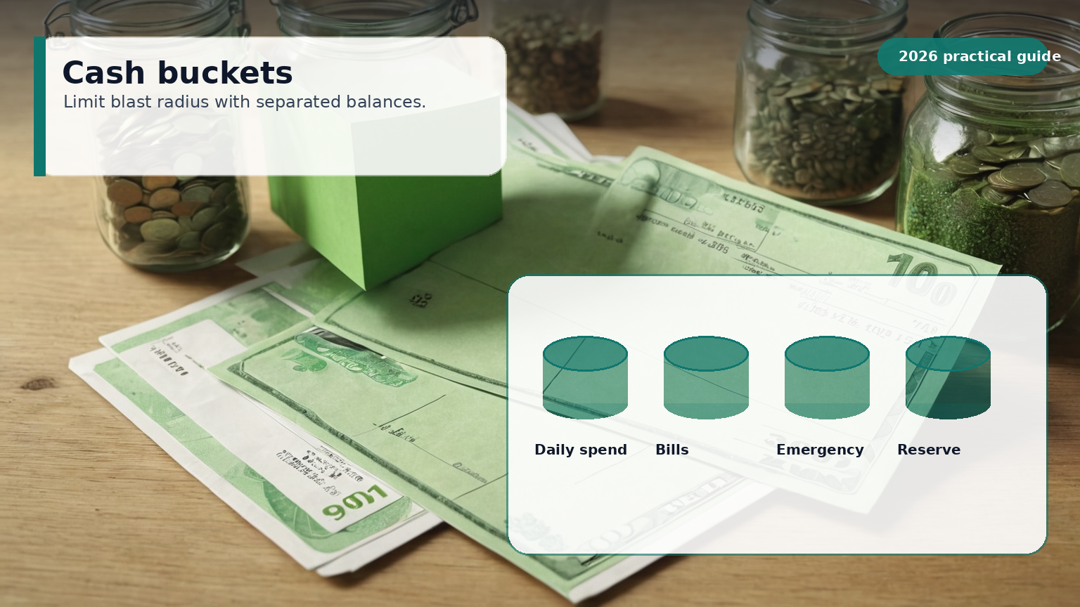 Layered cash buckets for limiting damage from a compromised checking account