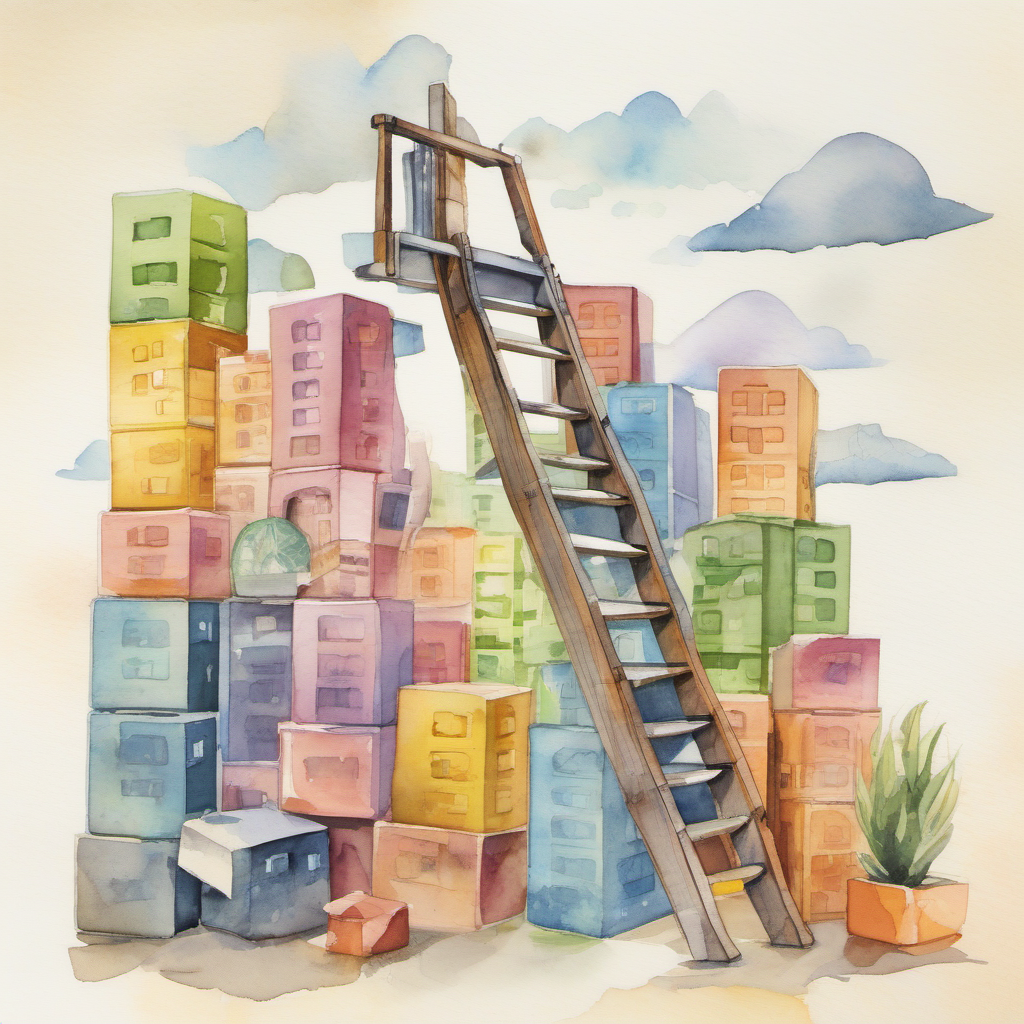 Editorial illustration of tax bracket blocks, a calculator, and retirement planning papers on a desk