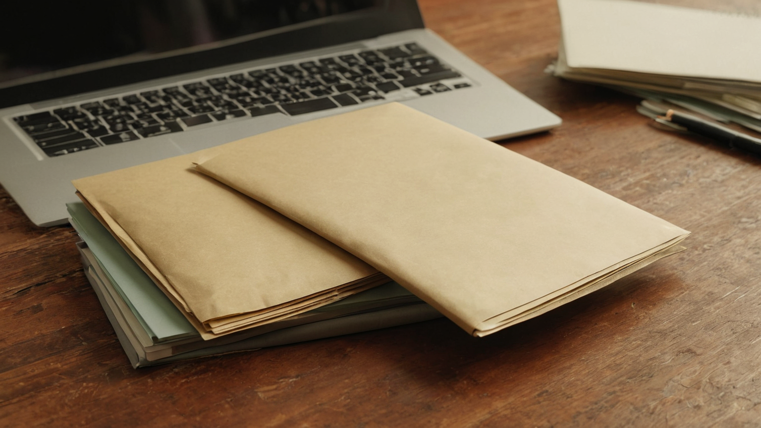Monthly cash-flow review with blank phone and envelopes